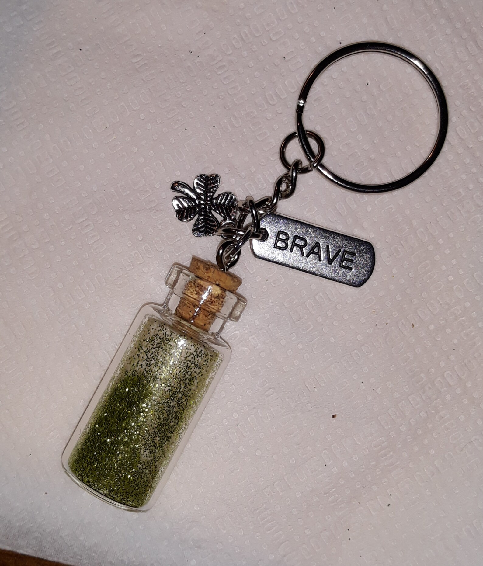 Glass Bottle Glitter & Charm Keychain Etsy