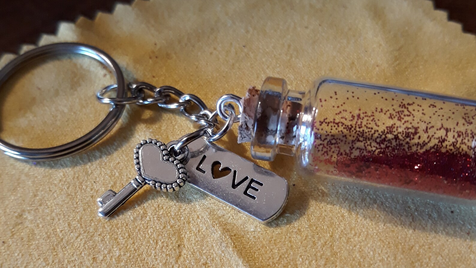 Glass Bottle Glitter & Charm Keychain Etsy