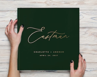 Green Wedding Guest Book. Custom Guestbook. Wedding Guestbook Alternative. Gold Foil Photo Guest Book. Luxury Guest Book Polaroid Idea. KP5A