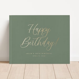 Birthday Guest Book. 50th Birthday Ideas. 40th Birthday Decorations. 30th Birthday Gift. Personalized Gold Foil Guestbook. Custom Book. DH2J image 1