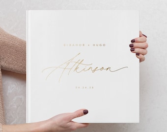 Elegant Minimal Wedding Guest Book. Minimalist Custom Hardcover Photo Album. Gold Foil Calligraphy Name. Wedding Gift Idea. Sign In. KP5E