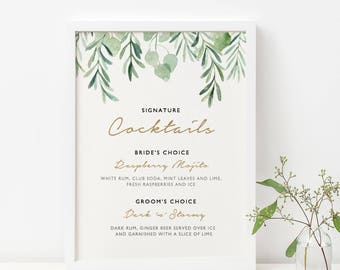 signature cocktail sign wedding cocktail sign wedding bar etsy