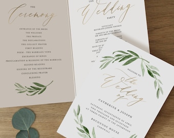 wedding program template etsy
