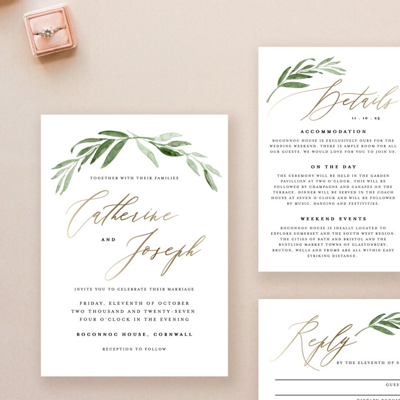 Editable Wedding ceremony Invitation Template, Printable Marriage Invitation, Wedding day Invitation Printable, Gold Greenery Wedding day Invitation KPC11_102 photograph relating to Etsy Wedding Invitations Printable named Editable Wedding day Invitation Template, Printable Wedding ceremony Invitation, Marriage Invitation Printable, Gold Greenery Marriage ceremony Invitation KPC11_102