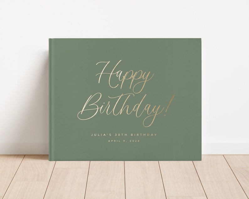 Birthday Guest Book. 50th Birthday Ideas. 40th Birthday Decorations. 30th Birthday Gift. Personalized Gold Foil Guestbook. Custom Book. DH2J image 1