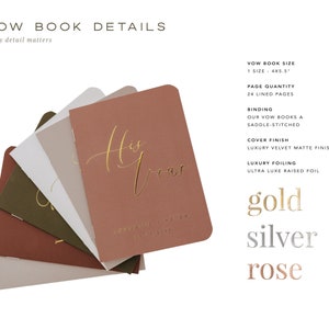 Wedding Vow Books. Personalized Vow Books. Vow Booklets. Real Gold Foil Vow Books. Luxury Vow Books. His Her Vow Books. Set Of 2 . KP10W image 3