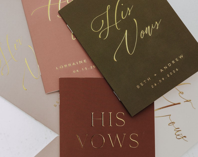 Wedding Vow Books. Personalised Vow Books. Vow Booklets. Real Gold Foil Vow Books. Luxury Vow Books. His Her Vow Books. Set Of 2 . KP5X image 6