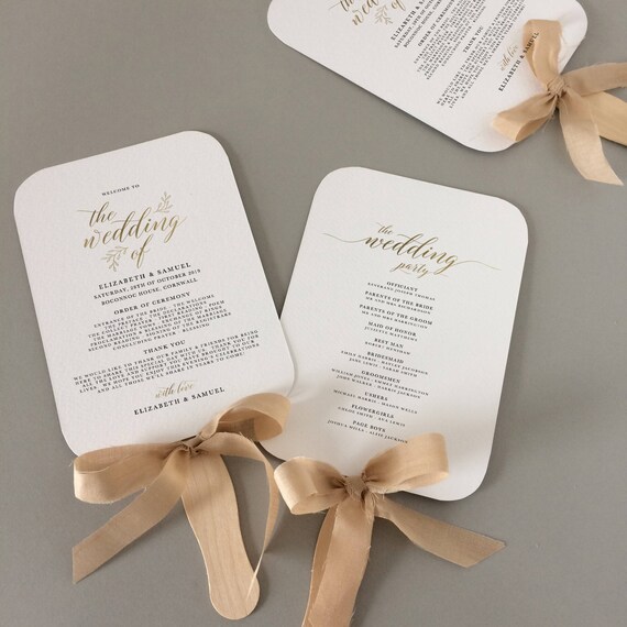 Fan Wedding Program Template Fan Wedding Programs Instant Etsy