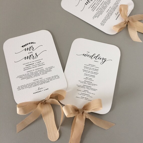 Fan Wedding Program Template Fan Wedding Programs Instant Etsy