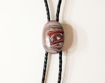 Corvette Agate Bolo Tie on Genuine Bolo leather cord 71