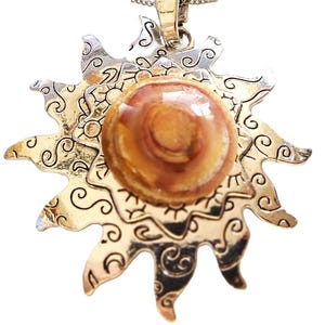 Beautiful 22" Java Clown  Lace Agate on Silver Plated Sun  Setting  LA0