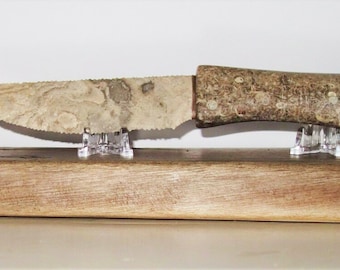 9.5" Flint Knife Flintknapped on Gemstone Fossil Handle