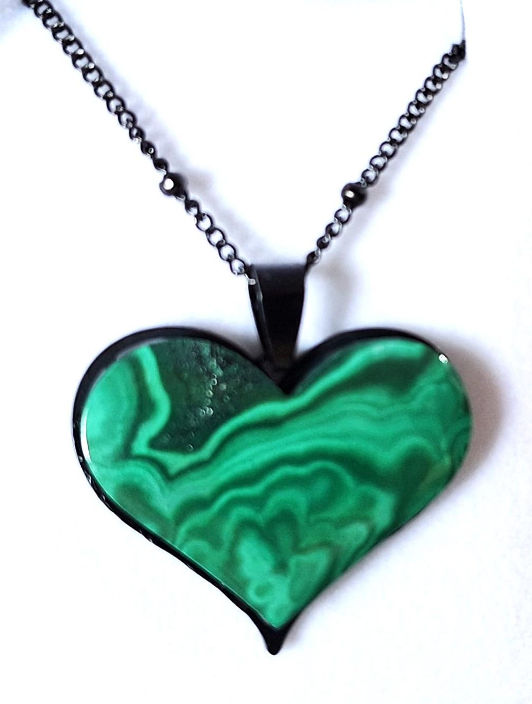 Stone Heart Necklace in Malachite main image 0