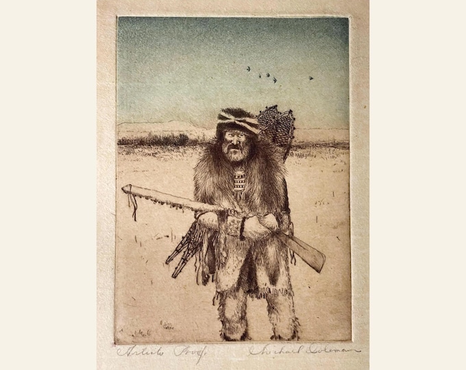 Michael Coleman Trapper Aquatint Etching Artist Proof Unframed