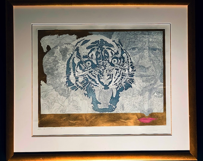 Guillaume Azoulay "Of Cats and Bulls" Signed & numbered serigraph with Gold leaf