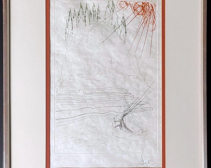Salvador Dali Le Combat avec Morhoult Tristan and Isolde Signed Etching LII/LXXV