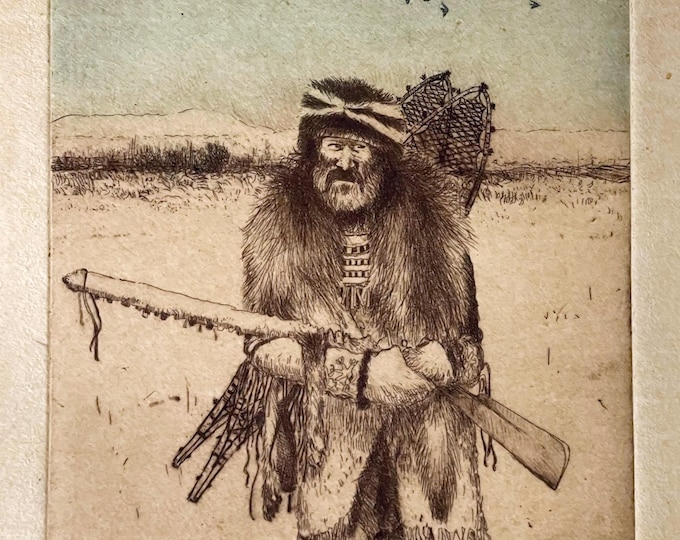 Michael Coleman Trapper Aquatint Etching Artist Proof Unframed