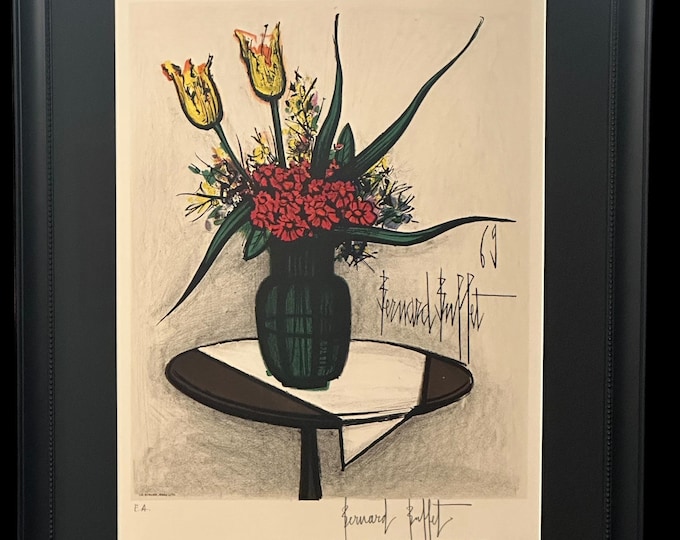 Bernard Buffet Bouquet Vase Flowers Hand Signed Épreuve Des Artiste Original