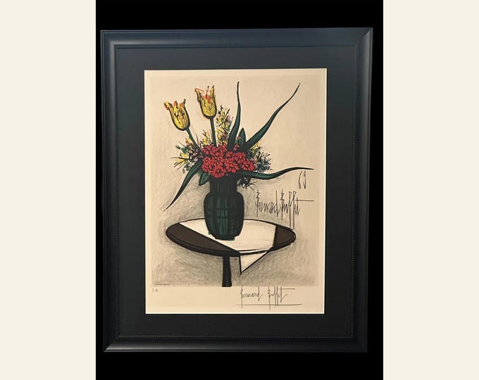 Bernard Buffet Bouquet Vase Flowers Hand Signed Épreuve Des Artiste Original