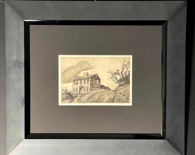 Howard Cook Deer Island 1928 Etching on Paper Numbered 47/50 Framed