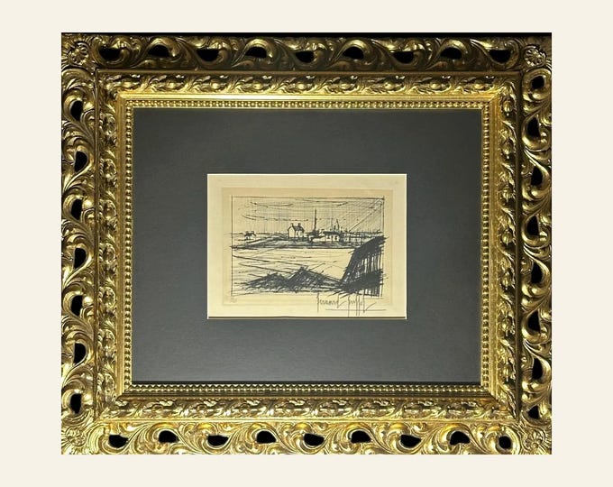 Bernard Buffet Petit Paysage 1964 Dry Point Etching. Hand signed!
