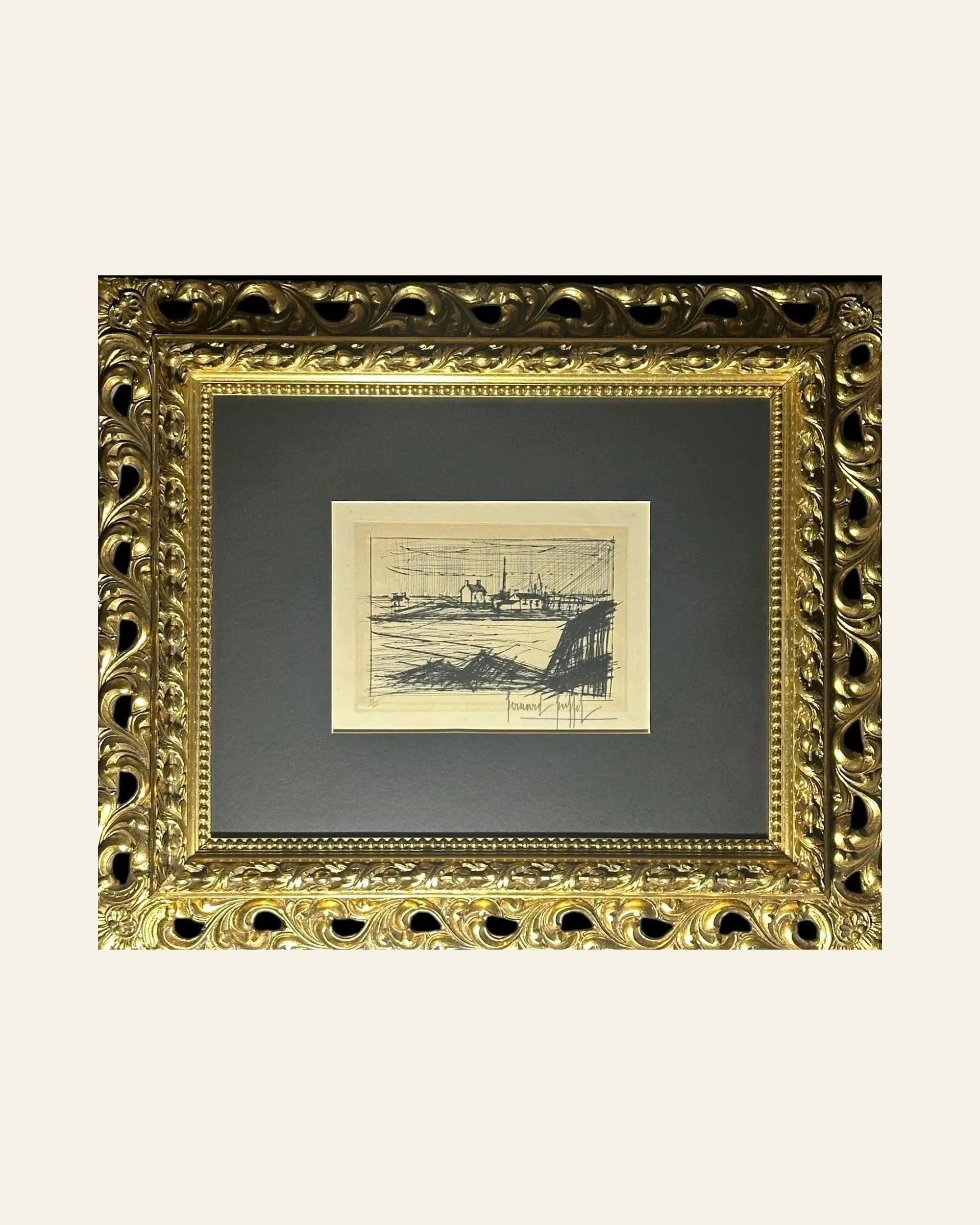 Bernard Buffet Petit Paysage 1964 Dry Point Etching. Hand signed!