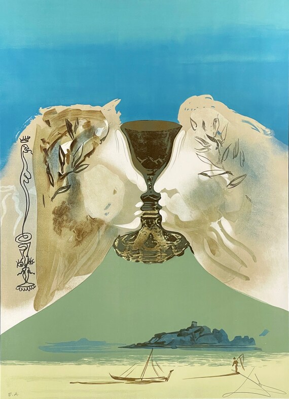 Salvador Dalí the Chalice of Love Original Lithograph Pencil