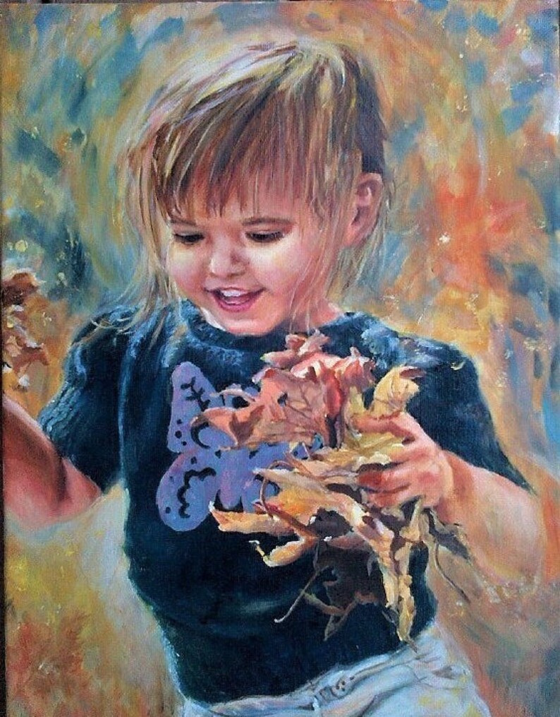 Baby portrait, Baby oil painting, Child's portrait, Children painting