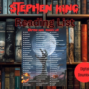 Stephen King Printable Reading List | Reading Log | Book Tracker | Book Lover Gift | Digital Download | book club gift | digital journal