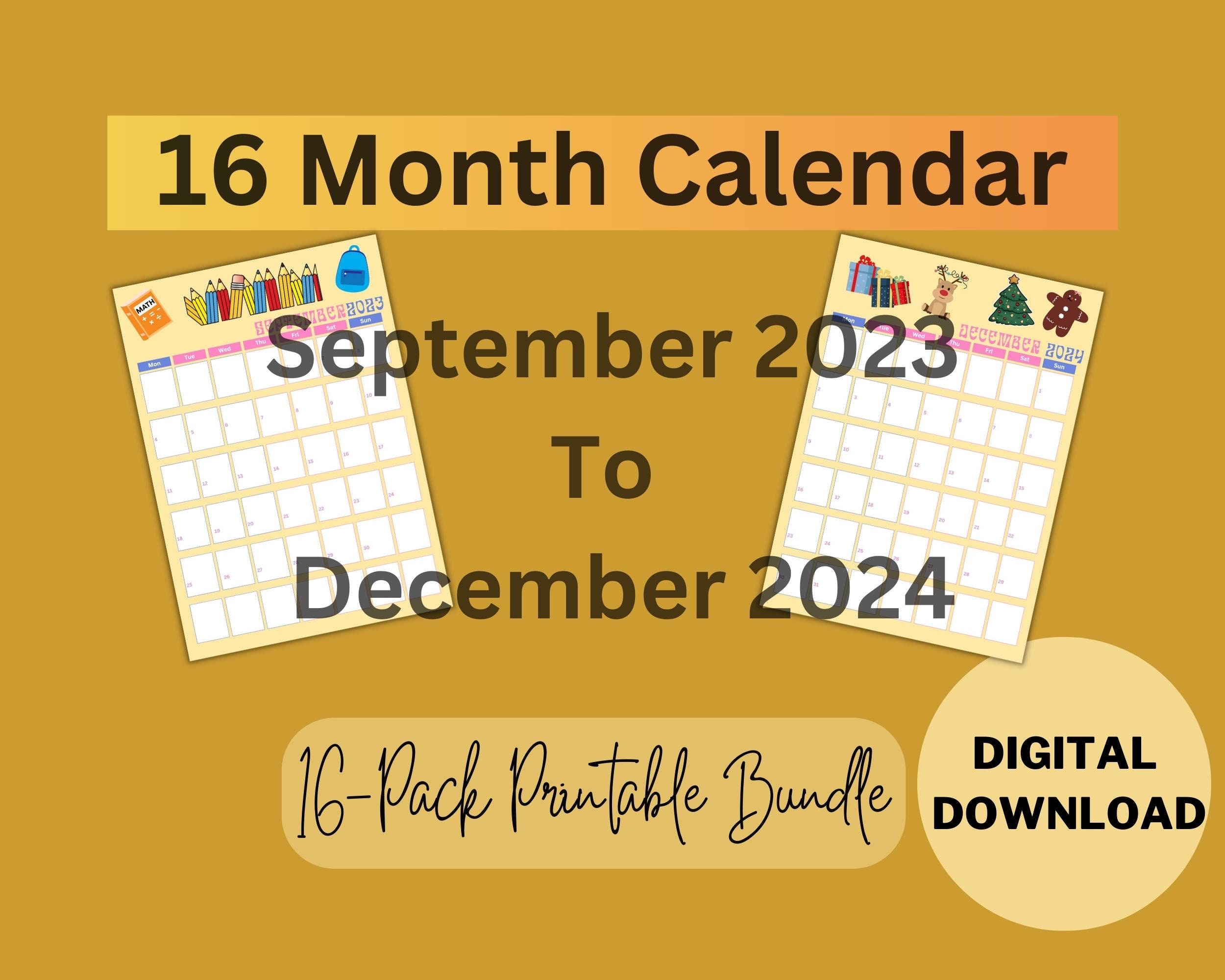 16 Month Calendar - Etsy 16 Month Calendar - Etsy