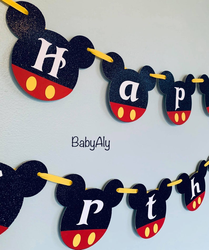 Mickey Mouse Happy Birthday Banner. They Can Be Personalized - Etsy