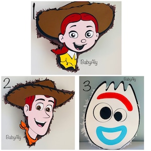 Fork pinata (Face), Jessie pinata (Face), Sheriff Woody pinata (Face), Toy story birthday, Party toy story, Party supplies