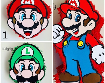 Super Mario Pinata, Luigi Pinata (Face), Super Mario pinata (Face),  Party Supplies.