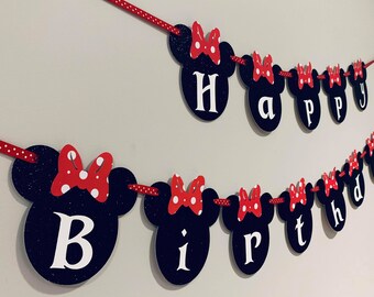 Minnie Mouse Happy Birthday Banner. They can be personalized with name!