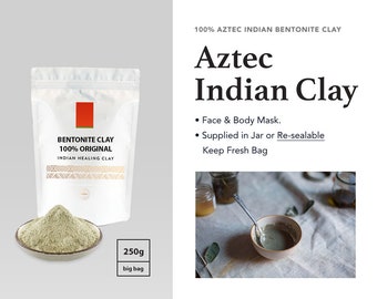 AZTEC Indian Healing Clay HIGH QUALITY Green Bentonite Clay - 1lb | Deep Cleansing Facial & Body 250g (0.5lb) 500g (1.1b) or 454g Jar