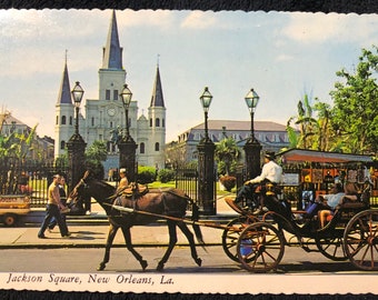 Beautiful Antique Linen Postcard of a Barge Load of Cotton on River Front in New Orleans Louisiana