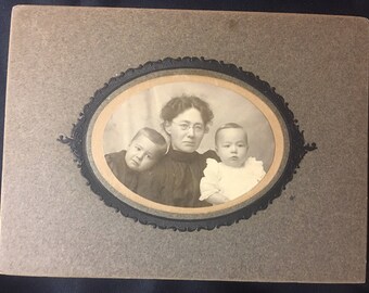 1890s Mother and Kids Cabinet Card