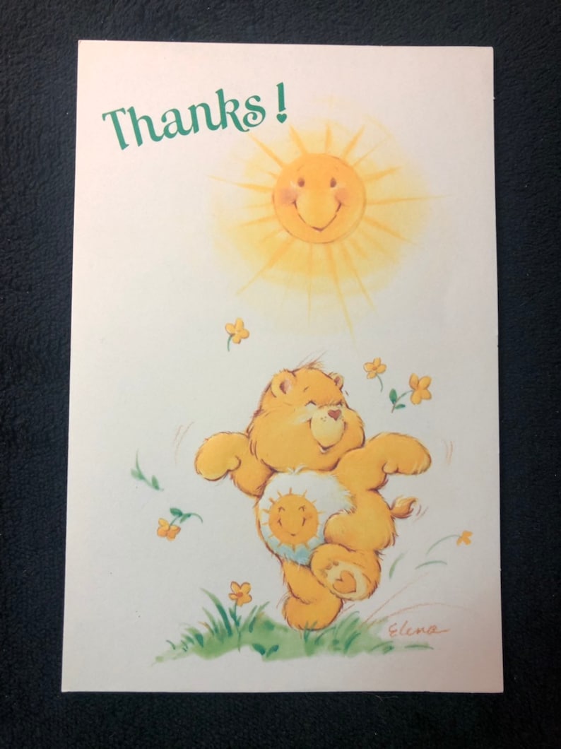 Vintage Care Bears Thanks Sunshine Card /& Envelope