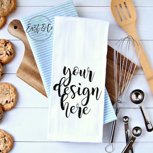 Kitchen Towel Mockup, Tea Towel Mockup, Flour Sack Towel Mockup, Towel Flat Lay, White Towel Mockup