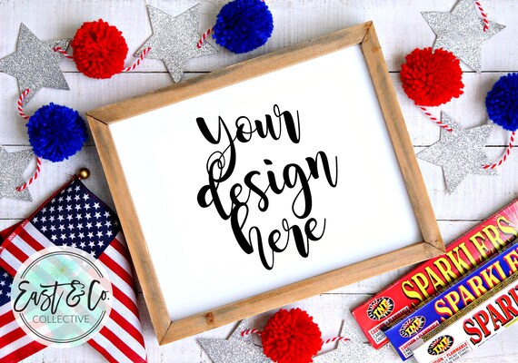Wood Frame Patriotic Mock Up Wood Sign Mockup Wood Frame Etsy