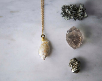 Nature Inspired Boho Jewelry NSG019 Sunshine Daydream Seashell Necklace 14K Gold-filled Stackable Gypsy Talisman Rustic Nautical Charm
