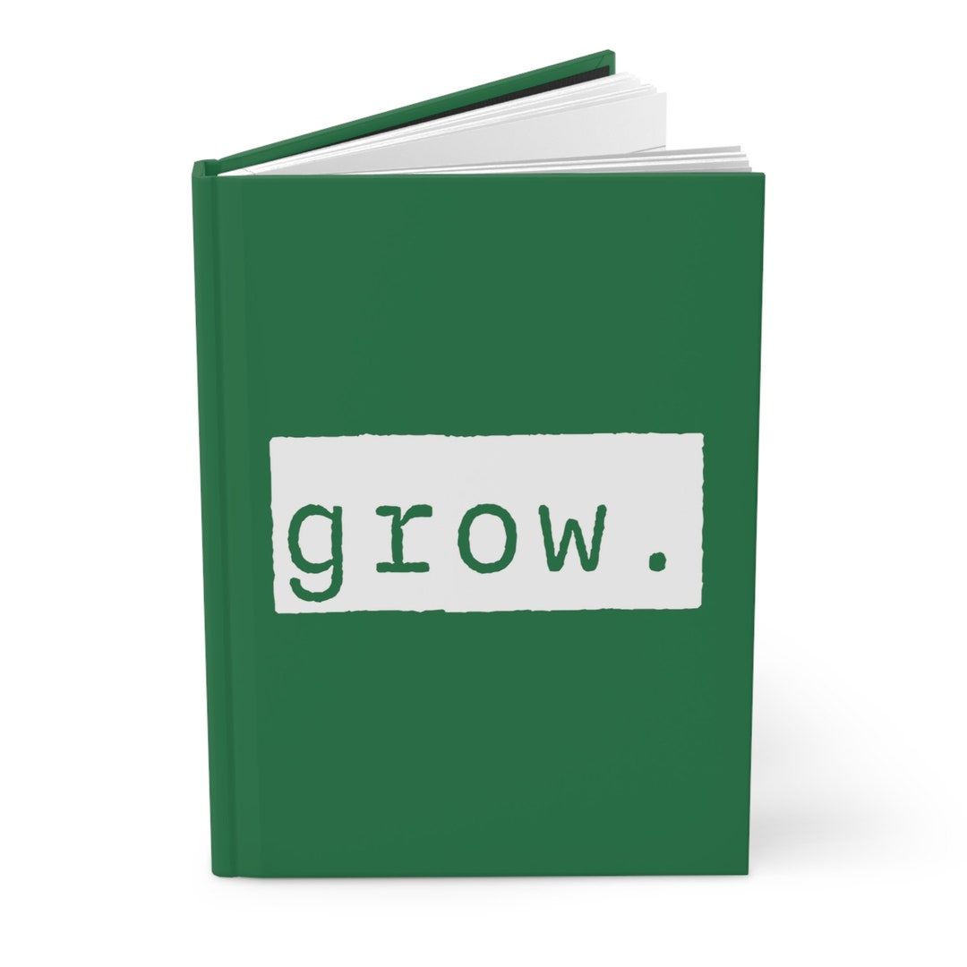 Grow Green Matte Hardcover Journal Blank Book for Plant Tracking Lined Notebook Diary Growing