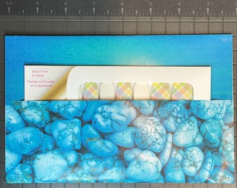 Turquoise Set in Stone Rocks Gift Envelope for Nail Polish Strip Sets - Print at Home Digital Download PDF