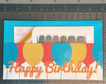 Happy Birthday Balloons Envelope for Nail Polish Strip Sets - Print at Home Digital Download PDF