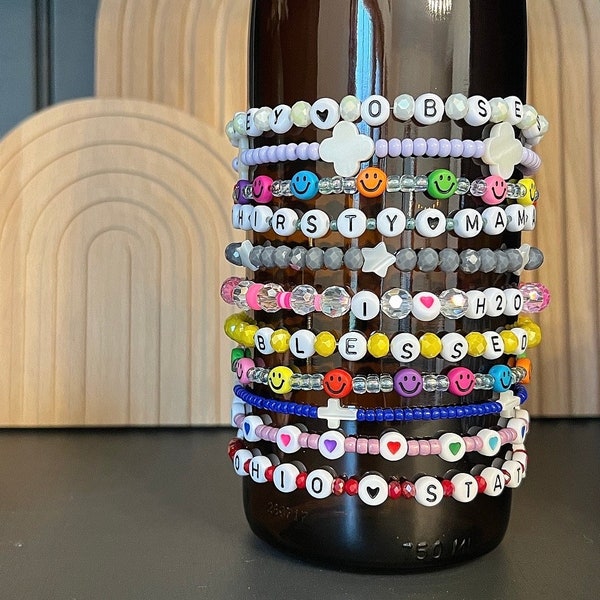 Tumbler Accessories, Stanley Cup Bracelet, Stacking, Beaded Bracelet, Stretch Bracelet, by Bertlee Bracelets