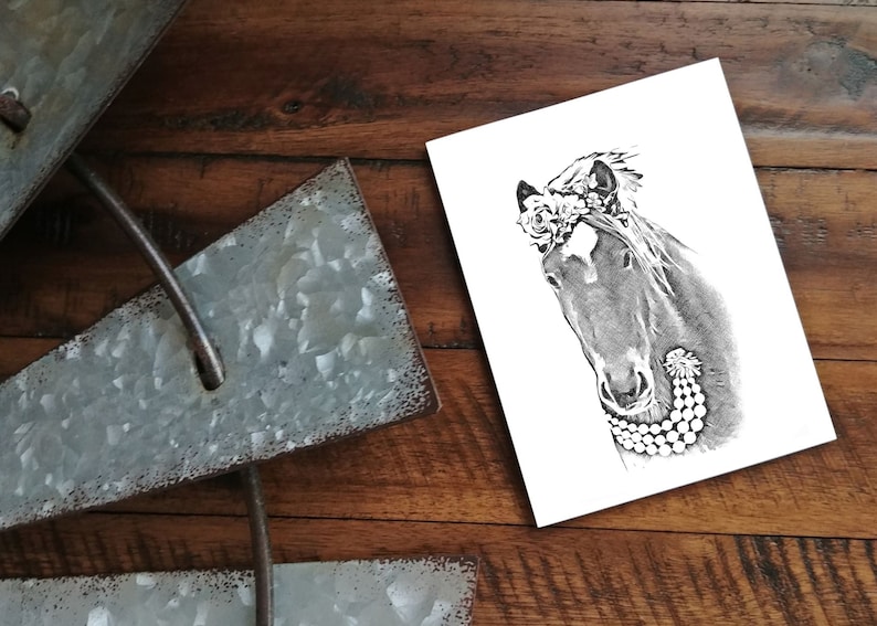 Set of 5 with Envelopes Barnyard Animal Note Free Shipping Horse Greeting Cards 5-Horse Note Cards set