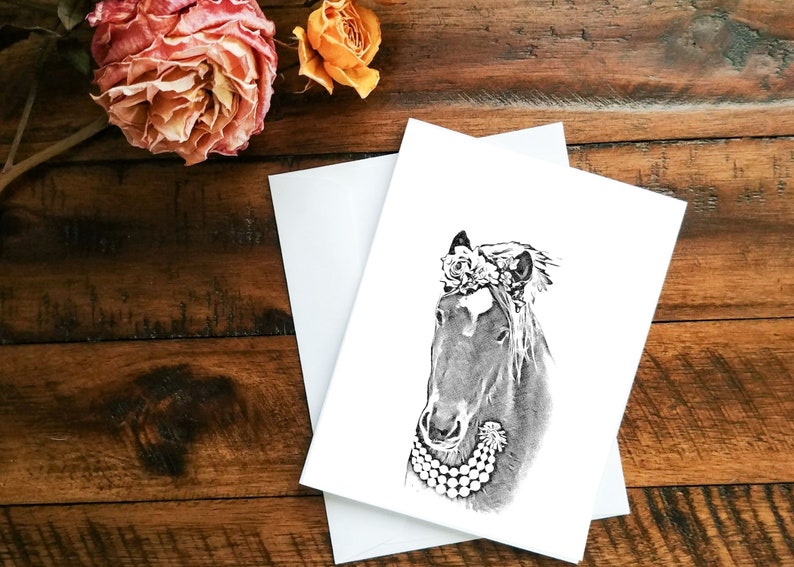 Set of 5 with Envelopes Barnyard Animal Note Free Shipping Horse Greeting Cards 5-Horse Note Cards set