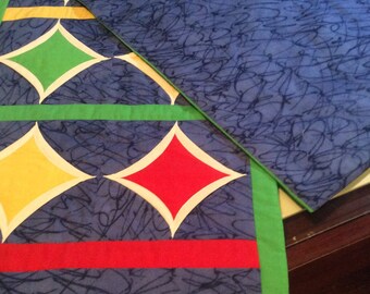 Handmade Quilted Table Runner – Colorful Patchwork Design – 17” x 56” – Modern Dining Table Decor