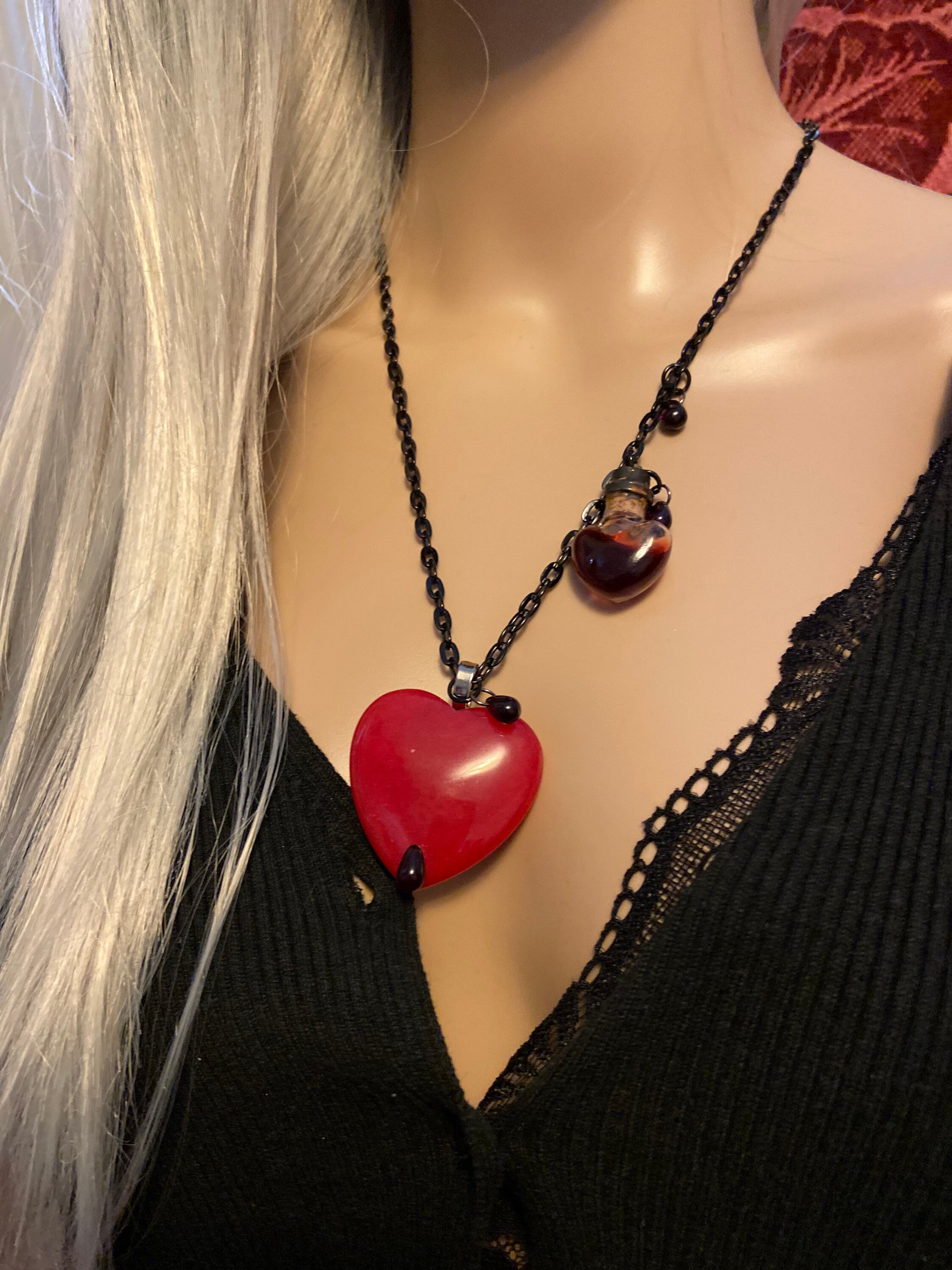 Natural Red Jade, Bleeding Heart Necklace - Etsy