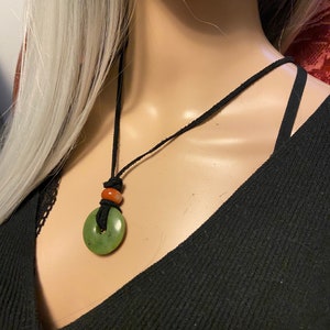 Natural Nephrite Jade with Carnelian Necklace